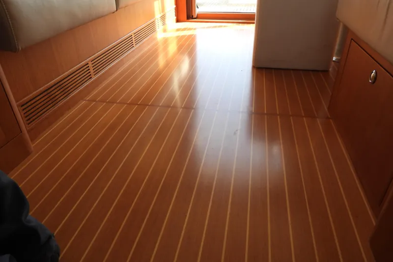  Yacht Photos Pics Luxurious wooden interior flooring of 2015 Grand Banks 46 Eastbay SX yacht.