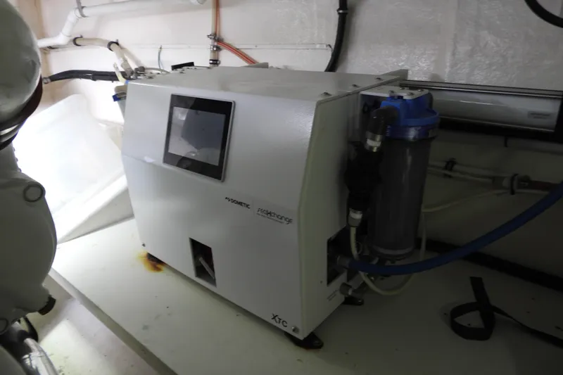  Yacht Photos Pics Water filtration system in 2015 Grand Banks 46 Eastbay SX yacht engine room.