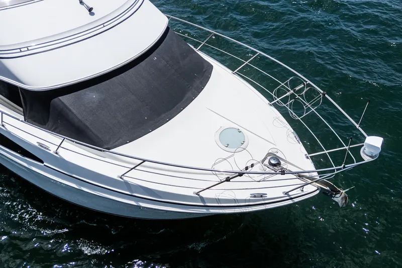  Yacht Photos Pics 2005 Carver 41 Cockpit Motor Yacht on water, aerial view.