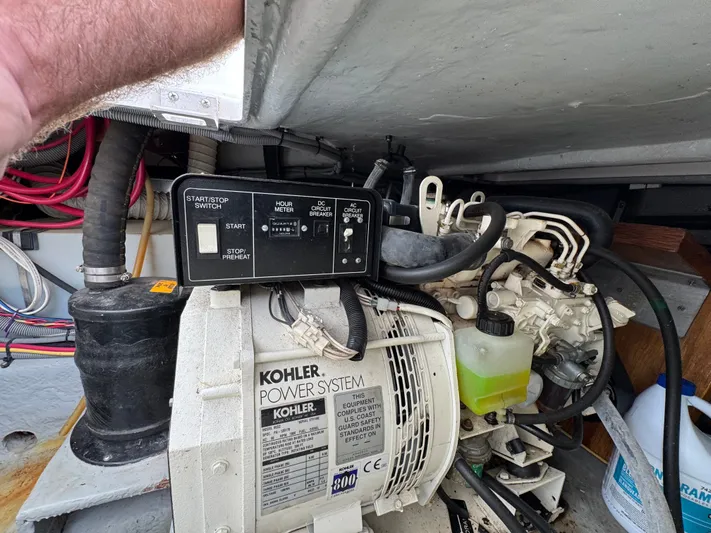 Eirene Yacht Photos Pics Engine compartment of a 2001 Mainship 390 with Kohler power system.