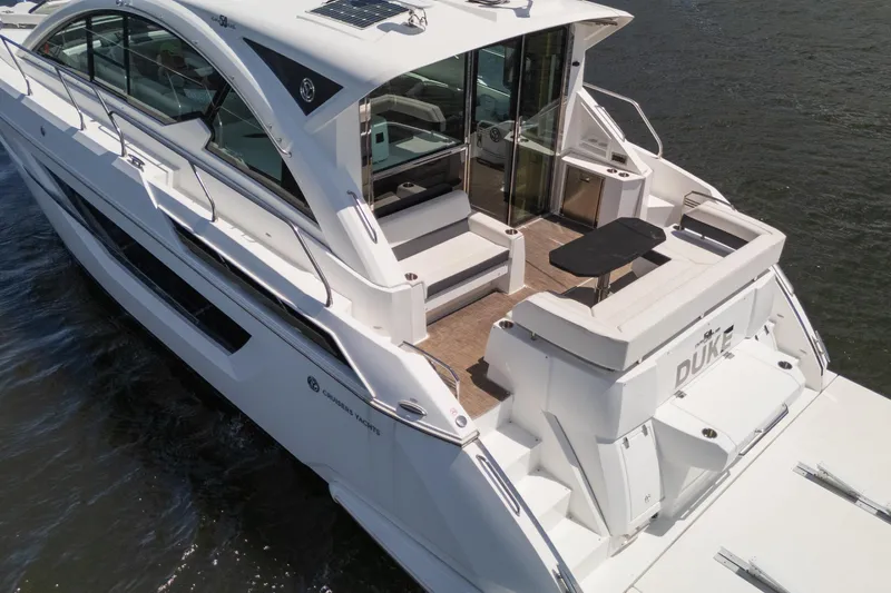Duke Yacht Photos Pics 2018 Cruisers Yachts 50 Cantius, luxury yacht with spacious deck and modern design.
