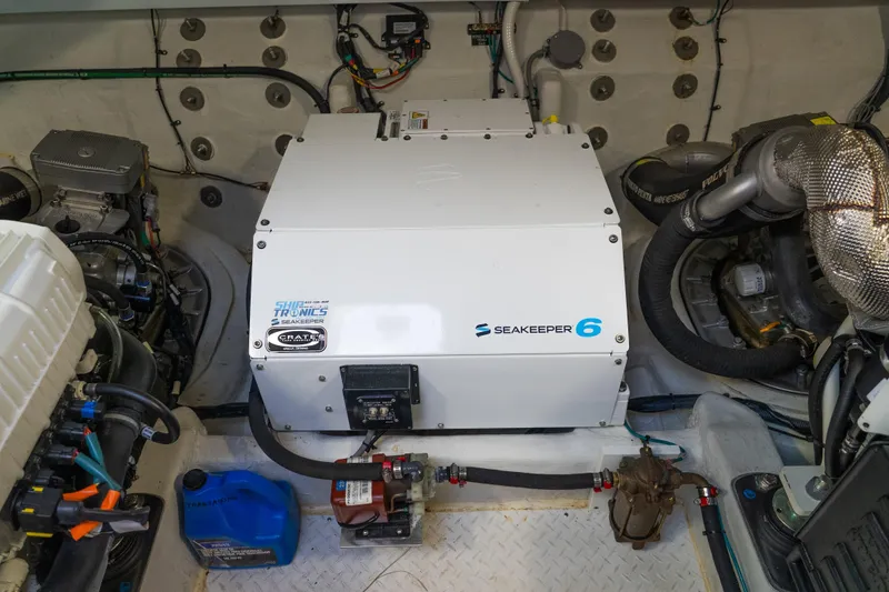 Duke Yacht Photos Pics Engine room of 2018 Cruisers Yachts 50 Cantius with Seakeeper 6 stabilizer.