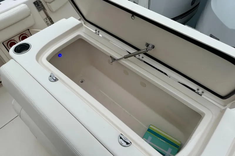  Yacht Photos Pics Open storage compartment on 2018 Grady-White Freedom 285 boat.