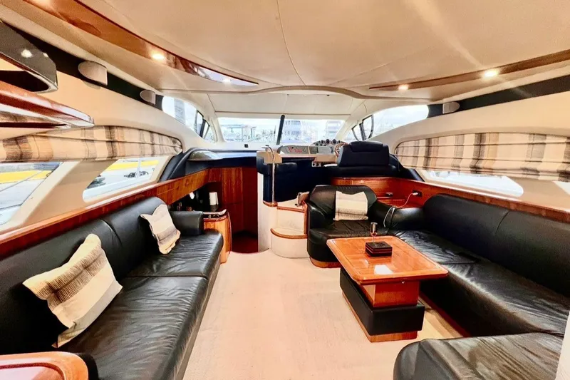  Yacht Photos Pics Luxurious interior of 2006 Azimut 50 Fly yacht with elegant seating and modern design.
