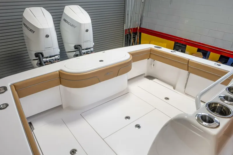 T/t Silvertime Yacht Photos Pics 2023 Valhalla Boatworks V-33 with twin Mercury engines, featuring spacious deck and seating.