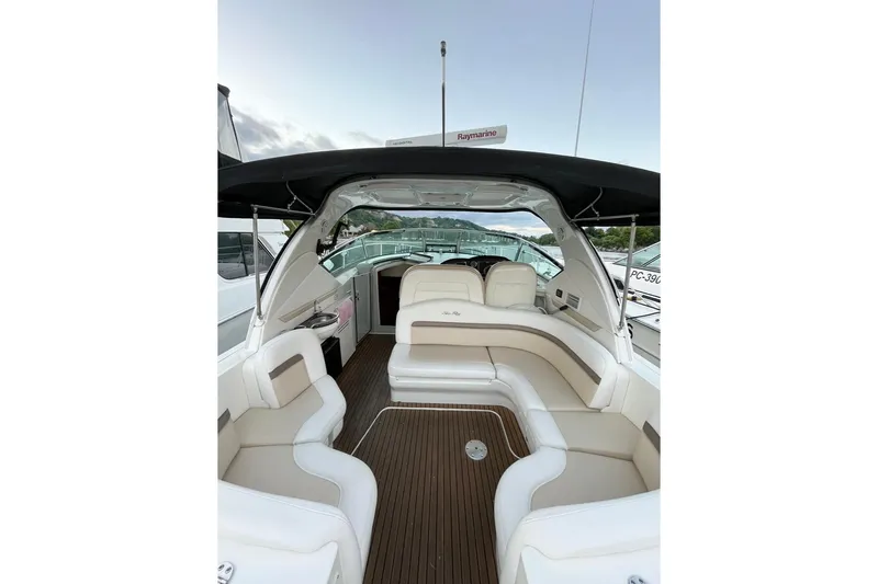  Yacht Photos Pics Luxurious 2012 Sea Ray 390 Sundancer yacht interior with elegant seating and sleek design.