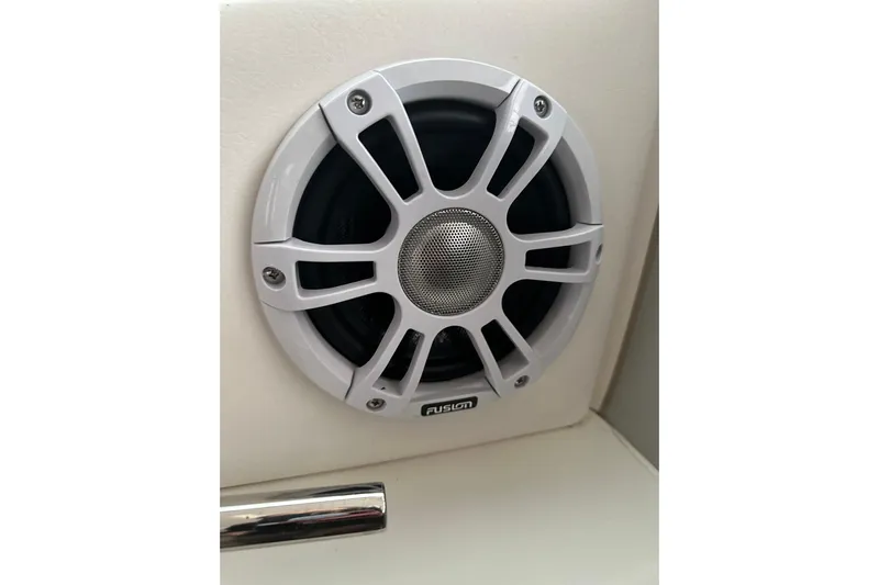  Yacht Photos Pics Fusion speaker on 2012 Sea Ray 390 Sundancer boat, white grille design.