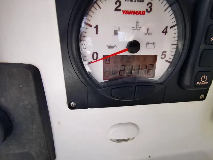 Blue Tide Yacht Photos Pics Yanmar RPM gauge on 2020 Beneteau Oceanis 46.1 sailboat dashboard.
