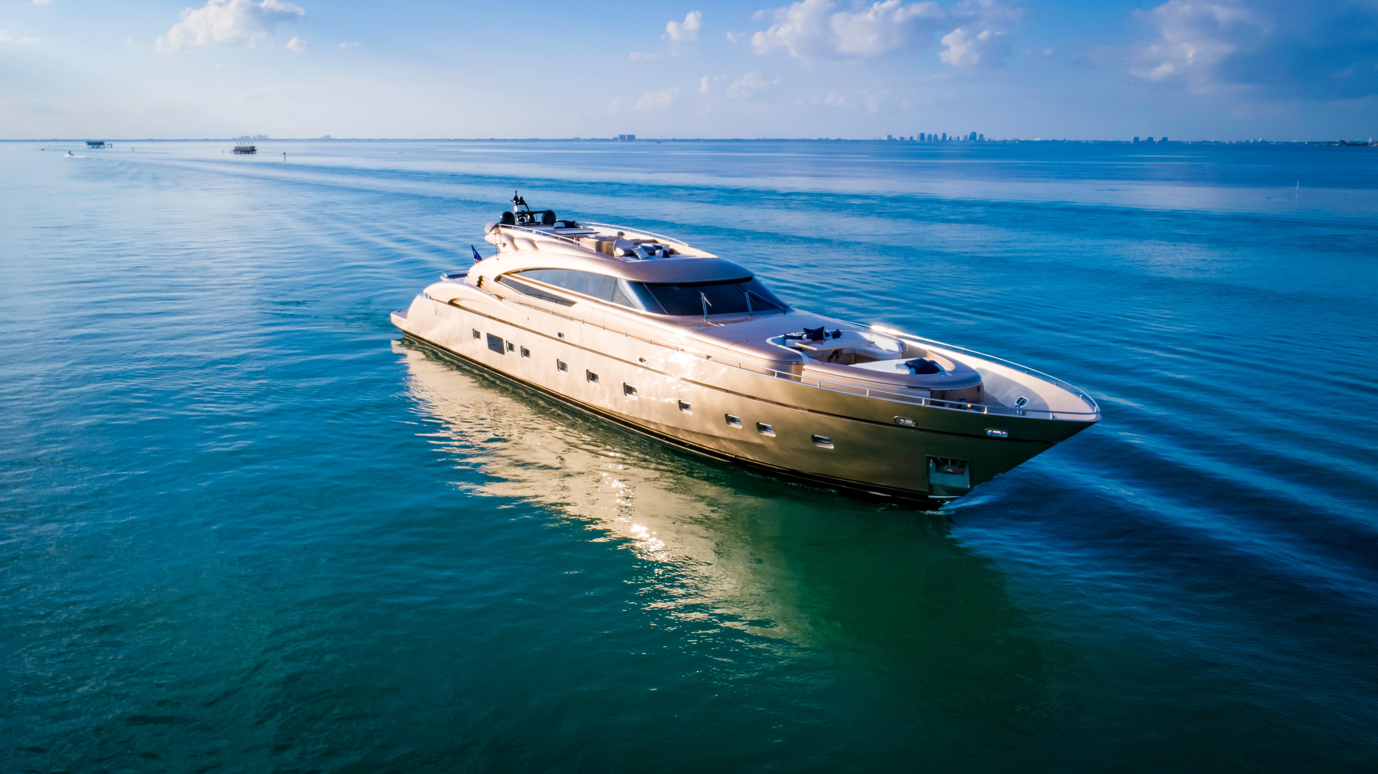 Luxurious AB 118 yacht cruising on calm blue waters, 2010 model.