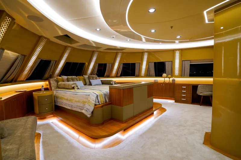 Aresteas Yacht Photos Pics Luxurious 2017 Custom Yildizlar yacht interior with modern lighting and elegant furnishings.