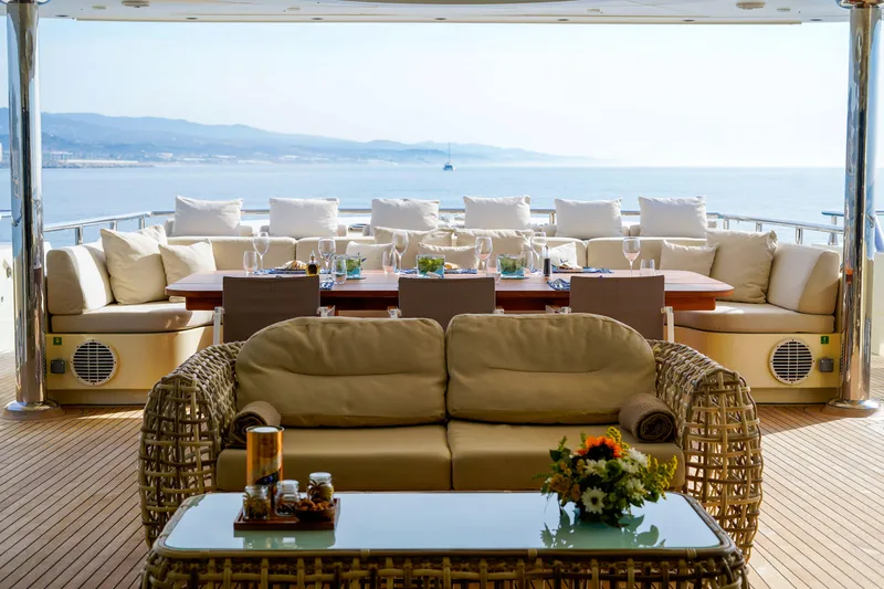 Aresteas Yacht Photos Pics Luxurious 2017 Custom Yildizlar yacht deck with elegant seating and ocean view.