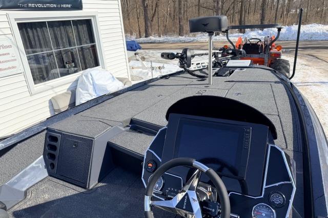 2026 Vexus VXs20 boat interior with modern dashboard and steering wheel.