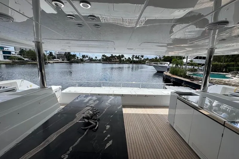 London Sky Yacht Photos Pics Luxurious 2015 Lagoon Motor Yacht interior with waterfront view and sleek design.