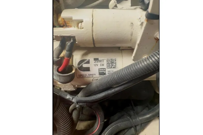 Caroline Kai Yacht Photos Pics Engine compartment of 2016 Sea Ray 510 Fly with Cummins components and wiring.