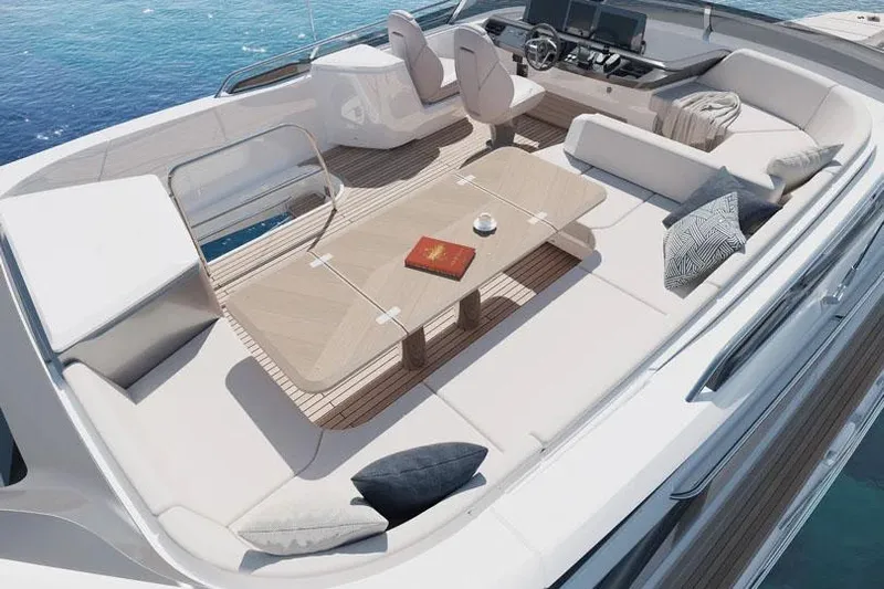  Yacht Photos Pics Manufacturer Provided Image: Luxurious 2025 Princess S65 yacht deck with elegant seating and modern design.