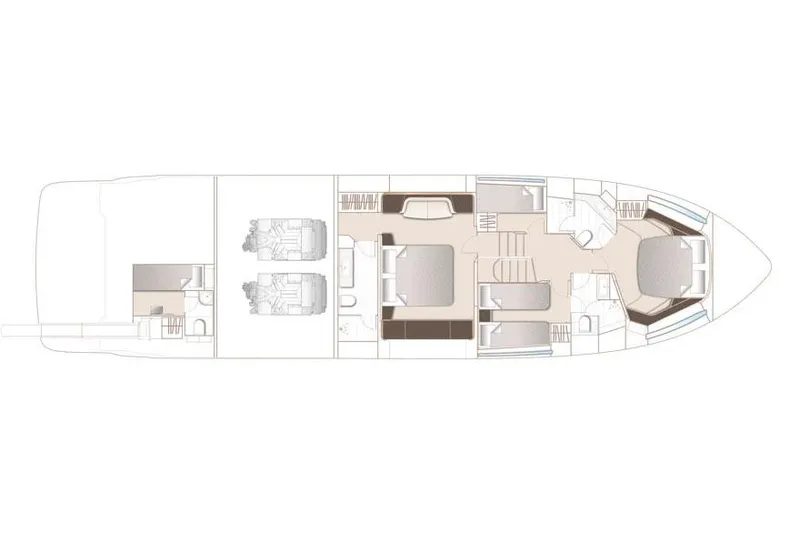  Yacht Photos Pics Manufacturer Provided Image: Floor plan of 2025 Princess S65 yacht, showcasing interior layout and engine placement.