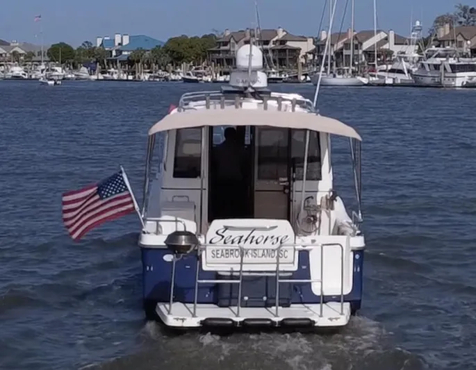 Seahorse Yacht Photos Pics 2016 Cutwater 28 LE boat named "Seahorse" on water, Seabrook Island, SC.