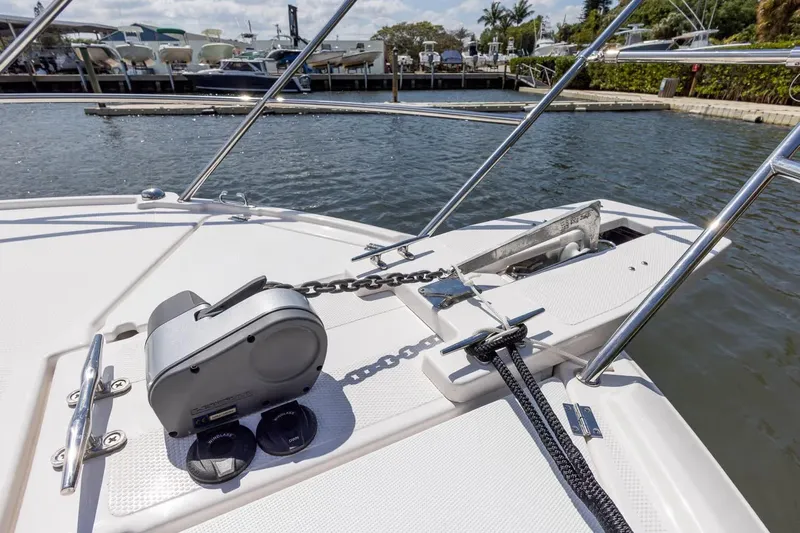  Yacht Photos Pics 2026 Cutwater C-248 Coupe boat deck with anchor and winch system.
