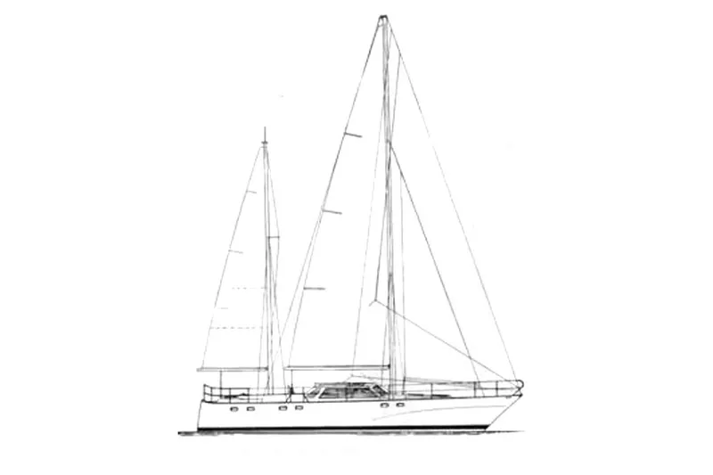  Yacht Photos Pics Line drawing of a 1982 Benetti Sail Division 16m Motorsailer yacht.