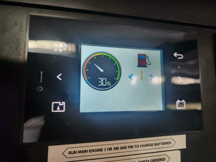 Fred's Dream Yacht Photos Pics Control panel display on a 2020 Jeanneau Sun Odyssey 410 sailboat.