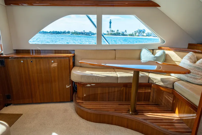 Ring Game Yacht Photos Pics Luxurious interior of 2008 Viking 42 Convertible yacht with ocean view.