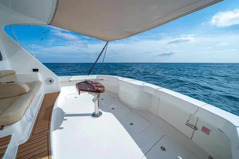 Ring Game Yacht Photos Pics 2008 Viking 42 Convertible yacht deck with ocean view and seating area.