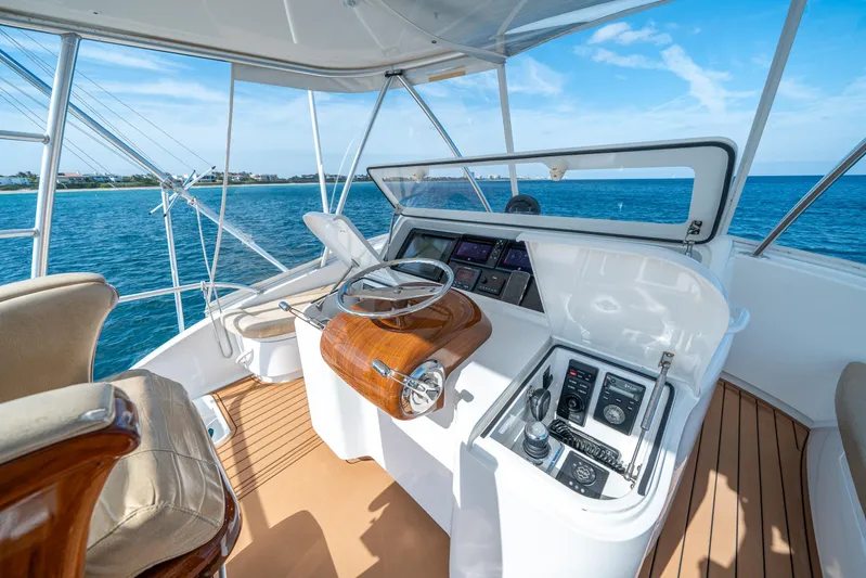 Ring Game Yacht Photos Pics 2008 Viking 42 Convertible yacht helm with ocean view and modern controls.