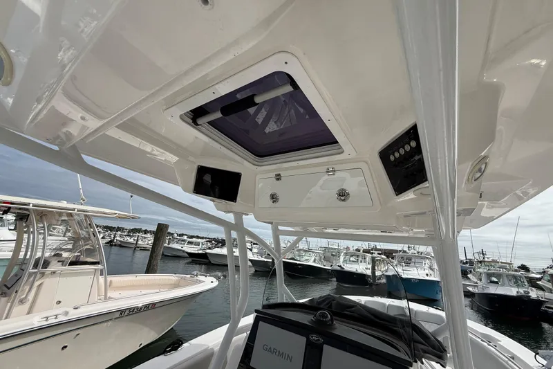  Yacht Photos Pics 2021 Sea Fox 288 Commander boat interior with electronics, docked at marina.