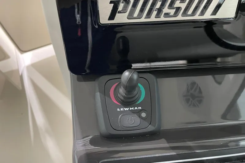  Yacht Photos Pics Control panel of 2024 Pursuit DC 326 Dual Console boat with Lewmar joystick.