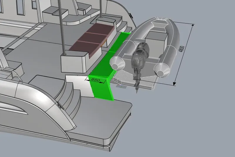  Yacht Photos Pics Design schematic of 2025 Mazarin 55 Catamaran Diesel, featuring detailed layout and measurements.