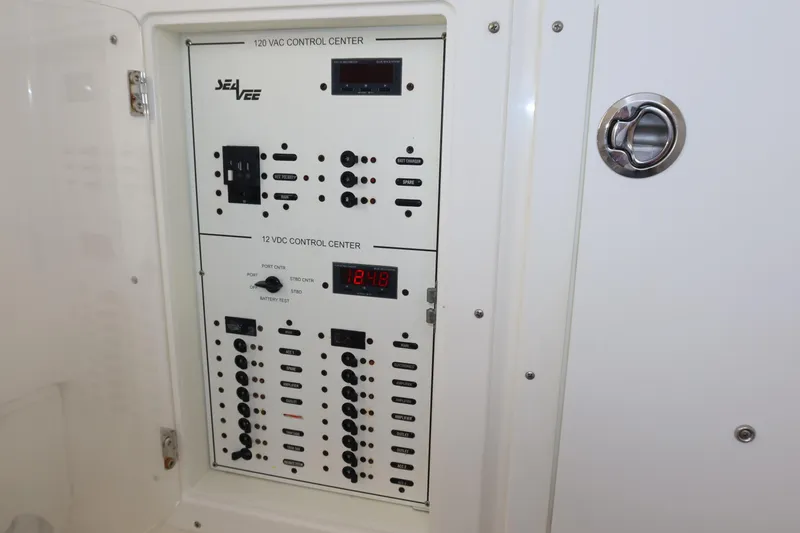  Yacht Photos Pics Electrical control panel on a 2020 SeaVee 370z boat.
