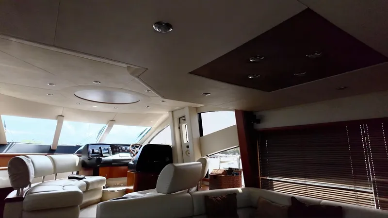 Itaca Yacht Photos Pics Luxurious interior of a 2008 Sunseeker Manhattan 60 yacht with modern furnishings.