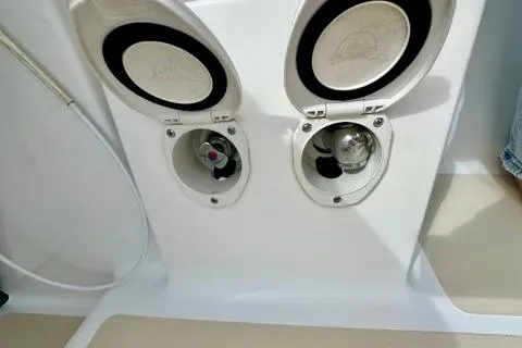 Blue Aweigh Yacht Photos Pics Fuel and water fill ports on 2021 Tartan 345 boat deck.