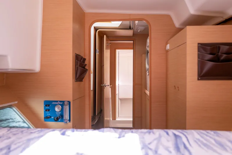 Dream Seeker Yacht Photos Pics Interior of 2011 Lagoon 380 S2 catamaran, featuring light wood finish and modern design.