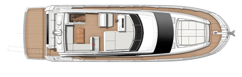  Yacht Photos Pics Top view layout of a 2015 Prestige 550 S yacht, showcasing interior design.