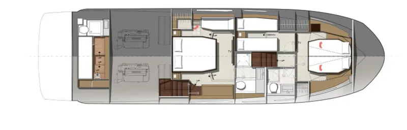  Yacht Photos Pics Floor plan of 2015 Prestige 550 S yacht, showcasing interior layout and design.