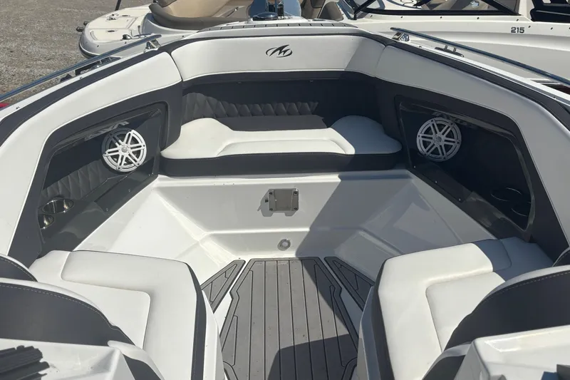  Yacht Photos Pics 2021 Monterey 298 Super Sport boat interior with seating and speakers.