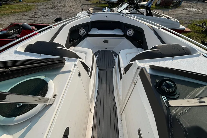  Yacht Photos Pics 2021 Monterey 298 Super Sport boat interior with seating and modern design.