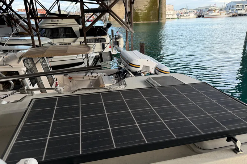  Yacht Photos Pics 2016 Ranger Tugs R-31 CB with solar panel docked in a marina.