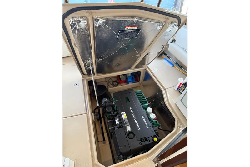  Yacht Photos Pics Engine compartment of 2016 Ranger Tugs R-31 CB with Volvo Penta D4-300 engine.