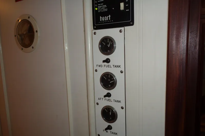 Ivory Lady Yacht Photos Pics Fuel gauge panel on 1987 Hatteras 70 Cockpit Motor Yacht.