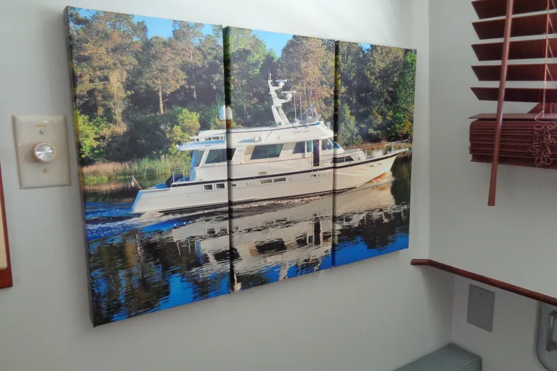 Ivory Lady Yacht Photos Pics 1987 Hatteras 70 Cockpit Motor Yacht artwork displayed on a wall.