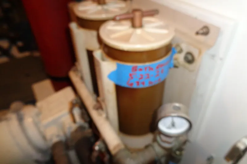 Ivory Lady Yacht Photos Pics Blurry engine room components of 1987 Hatteras 70 Cockpit Motor Yacht.