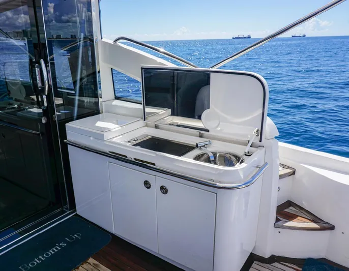 Bottoms Up Yacht Photos Pics Luxury yacht Princess V52 2015 with outdoor kitchenette and ocean view.