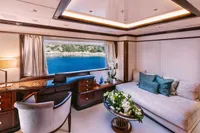 Luxurious Benetti Custom yacht interior, 2008 model, featuring elegant furnishings and ocean view.