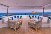Luxurious 2008 Benetti Custom yacht deck with elegant seating and ocean view.