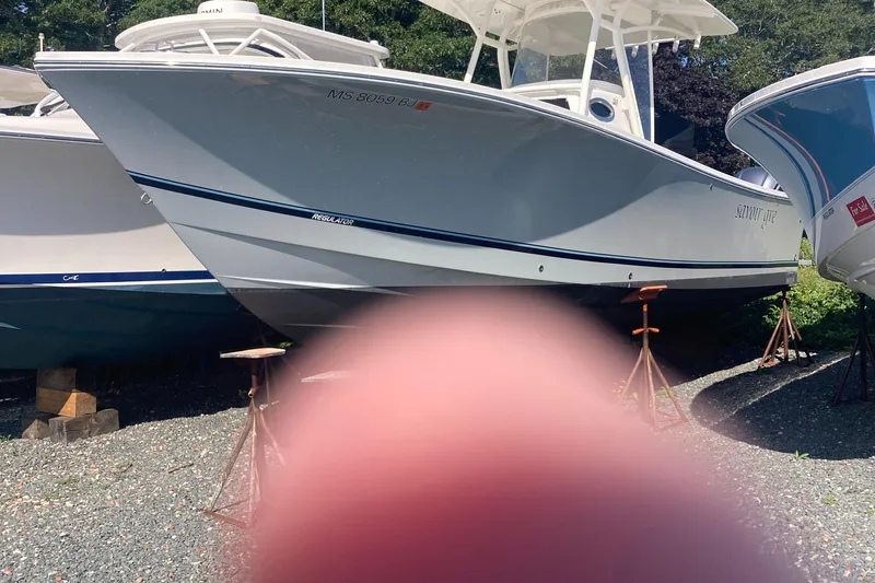  Yacht Photos Pics 2018 Regulator 28 Center Console boat with Optimus 360 Joystick Control on stands.