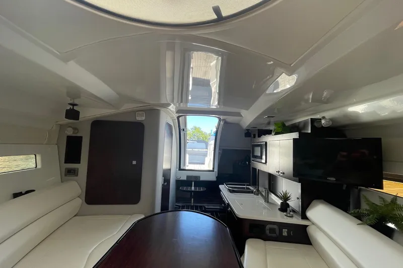  Yacht Photos Pics Interior of 2018 Monterey 295 Sport Yacht with modern amenities and sleek design.