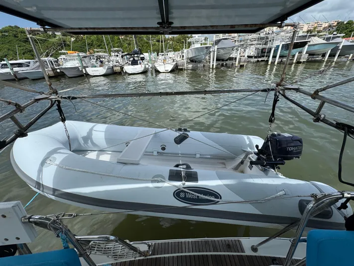 Pelican Pat Yacht Photos Pics Inflatable dinghy on Jeanneau Sun Odyssey 42i, 2010, docked at marina.