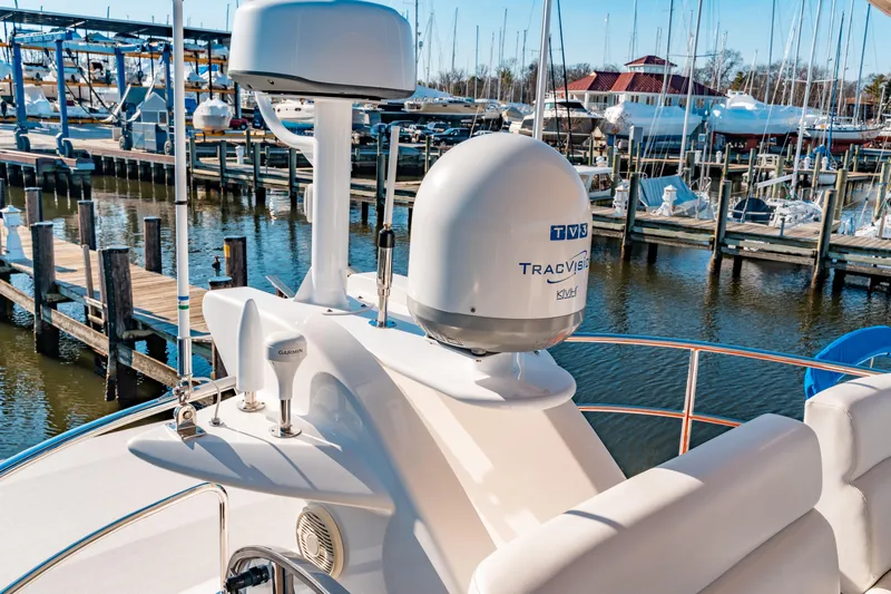  Yacht Photos Pics 2015 Belize 54 Daybridge yacht with radar equipment docked at marina.
